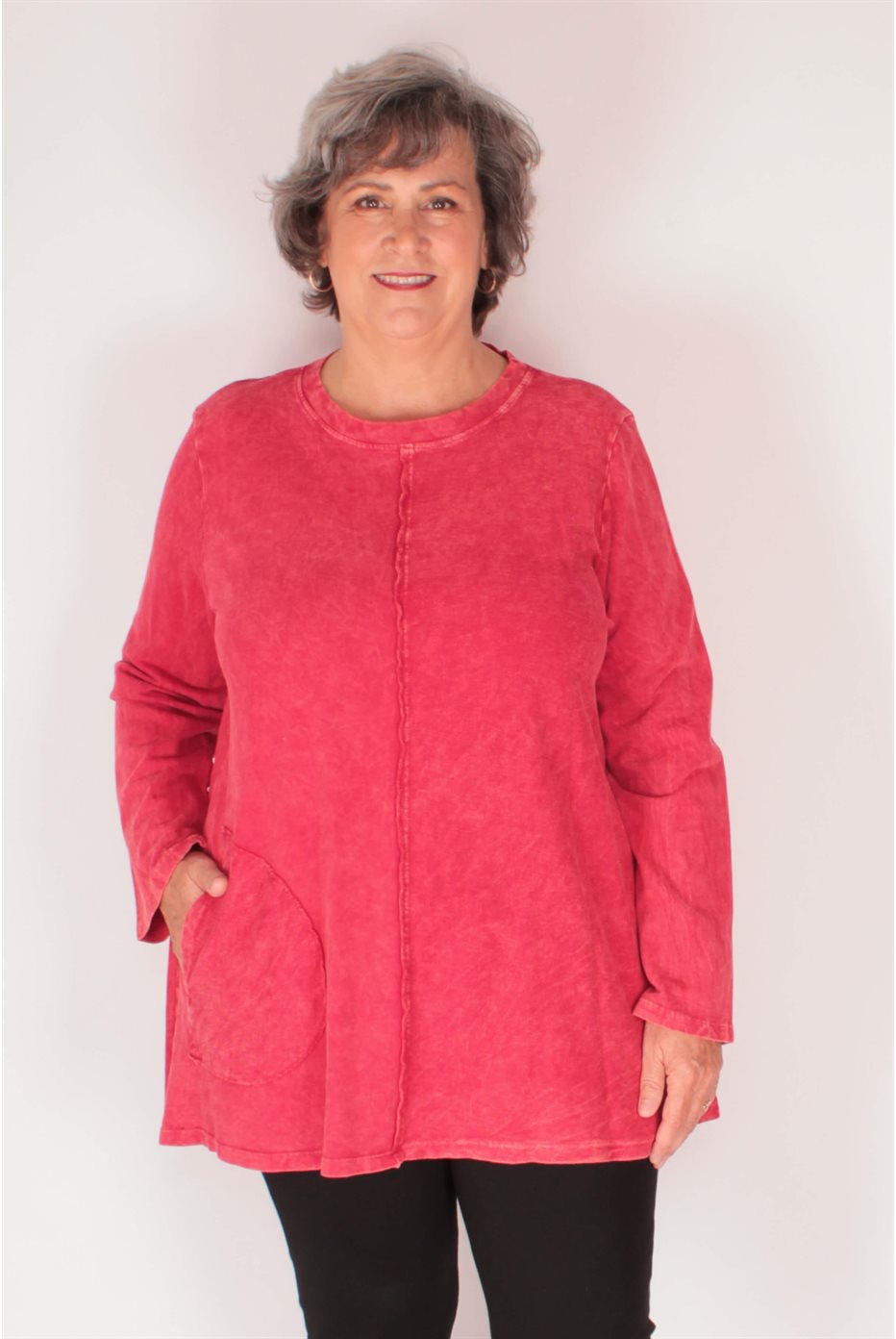 Cotton French Terry Tunic Scarlet